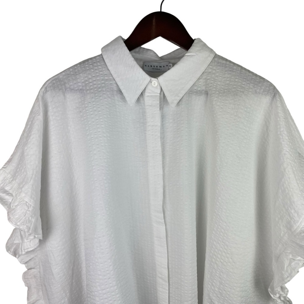 Harshman | Darcy White Seersucker Ruffle Top New - Picture 2 of 10
